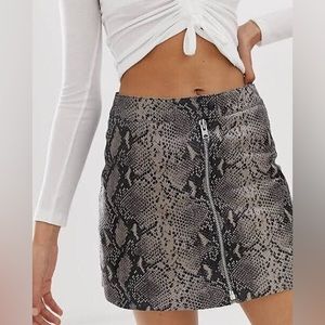 All Saints Lena Oba leather skirt in snake print